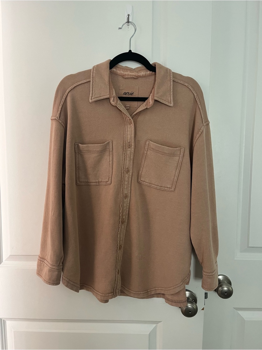 aerie Casual Button-Down Shirt in Tan